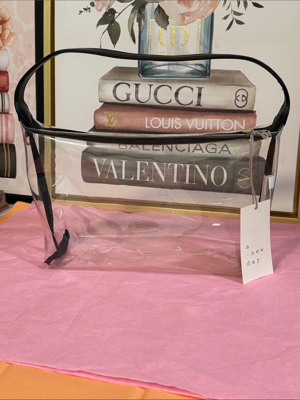 a new day Clear Bag with Black Trim